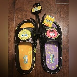 SpongeBob SquarePants Mens Size 8 Slide Sandals - Black and Yellow NWT